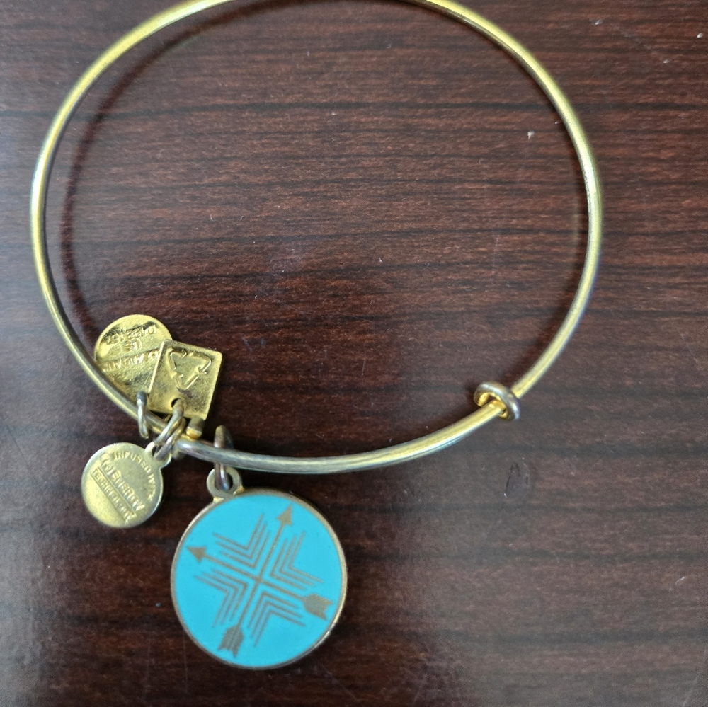 Alex and Ani Gold Bracelet with Turquoise Charm